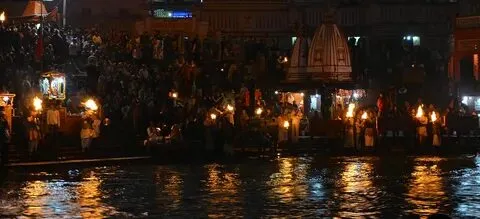Evening Aarti at Sacred River Ghat